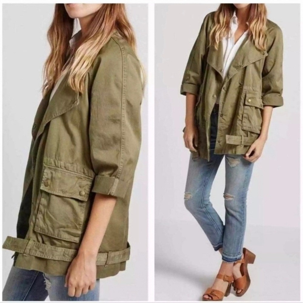CURRENT/ELLIOTT NEW The Infantry Jacket Olive Green Double Breasted SZ Medium